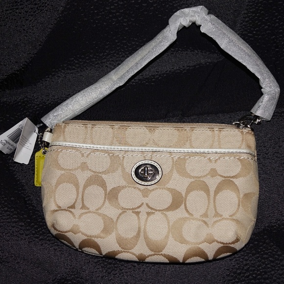 Coach Handbags - Coach Wristlet Park Signature Medium Khaki NWT